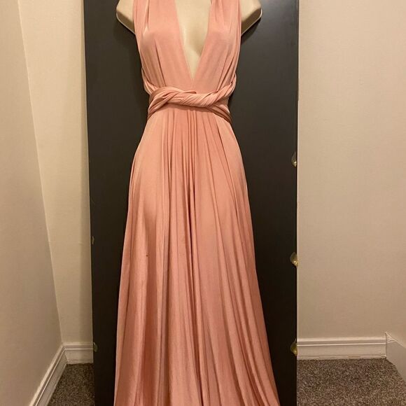 Two Birds Convertible Maxi Dress Mauve Pink - Picture 4 of 9